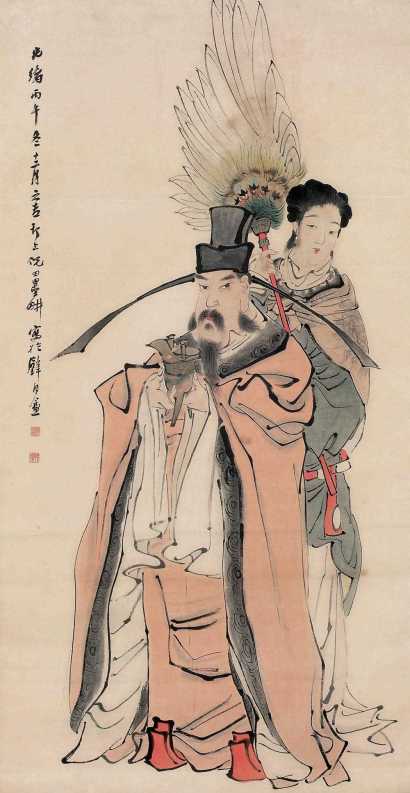 倪田 丙午（1906）年作 天官图 立轴